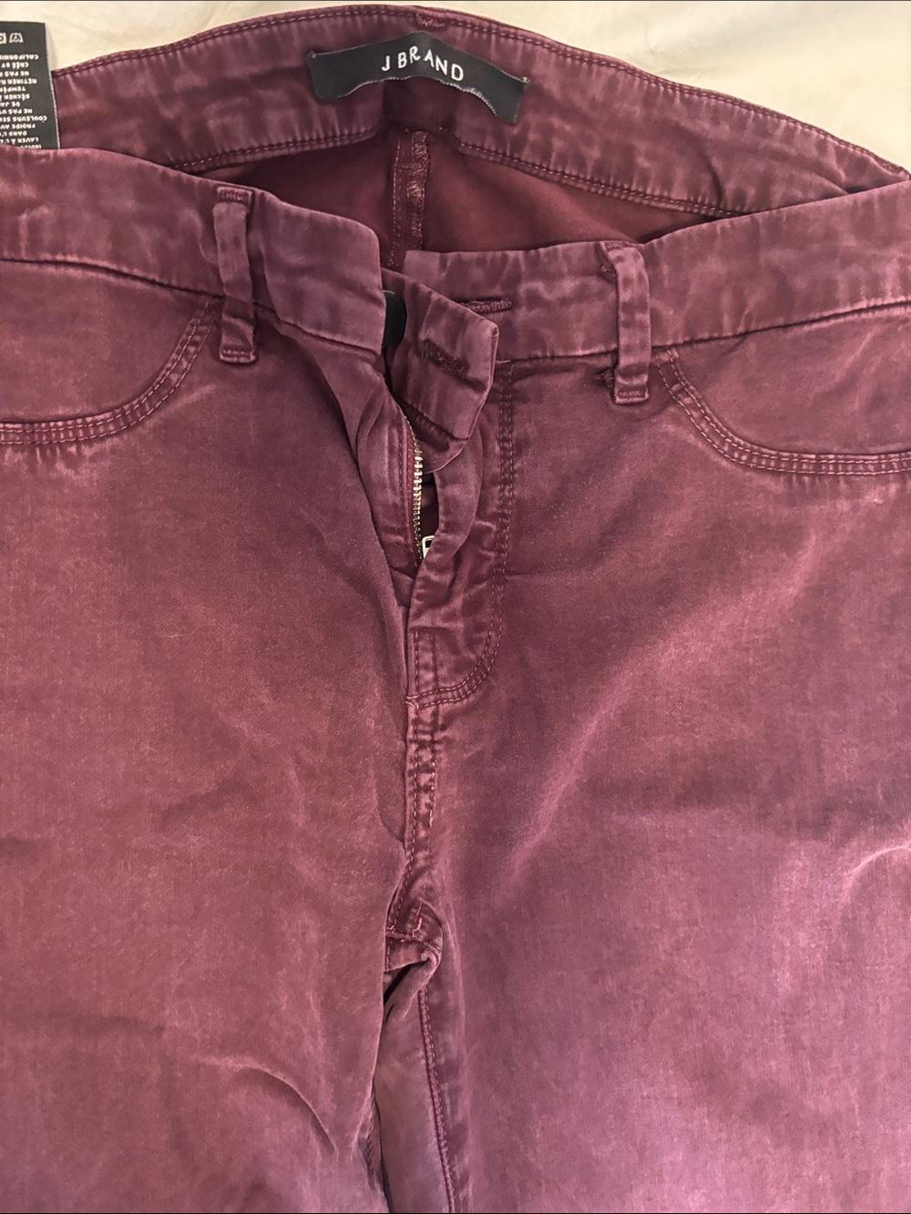 J Brand Burgundy Washed Jeans